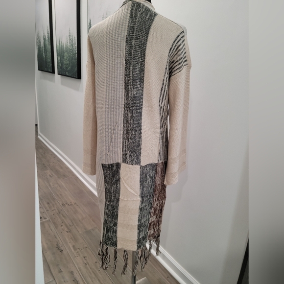 CLEARANCE! BOHO Fringe Cardigan Patchwork Knit Sweater NEW! - Picture 5 of 6
